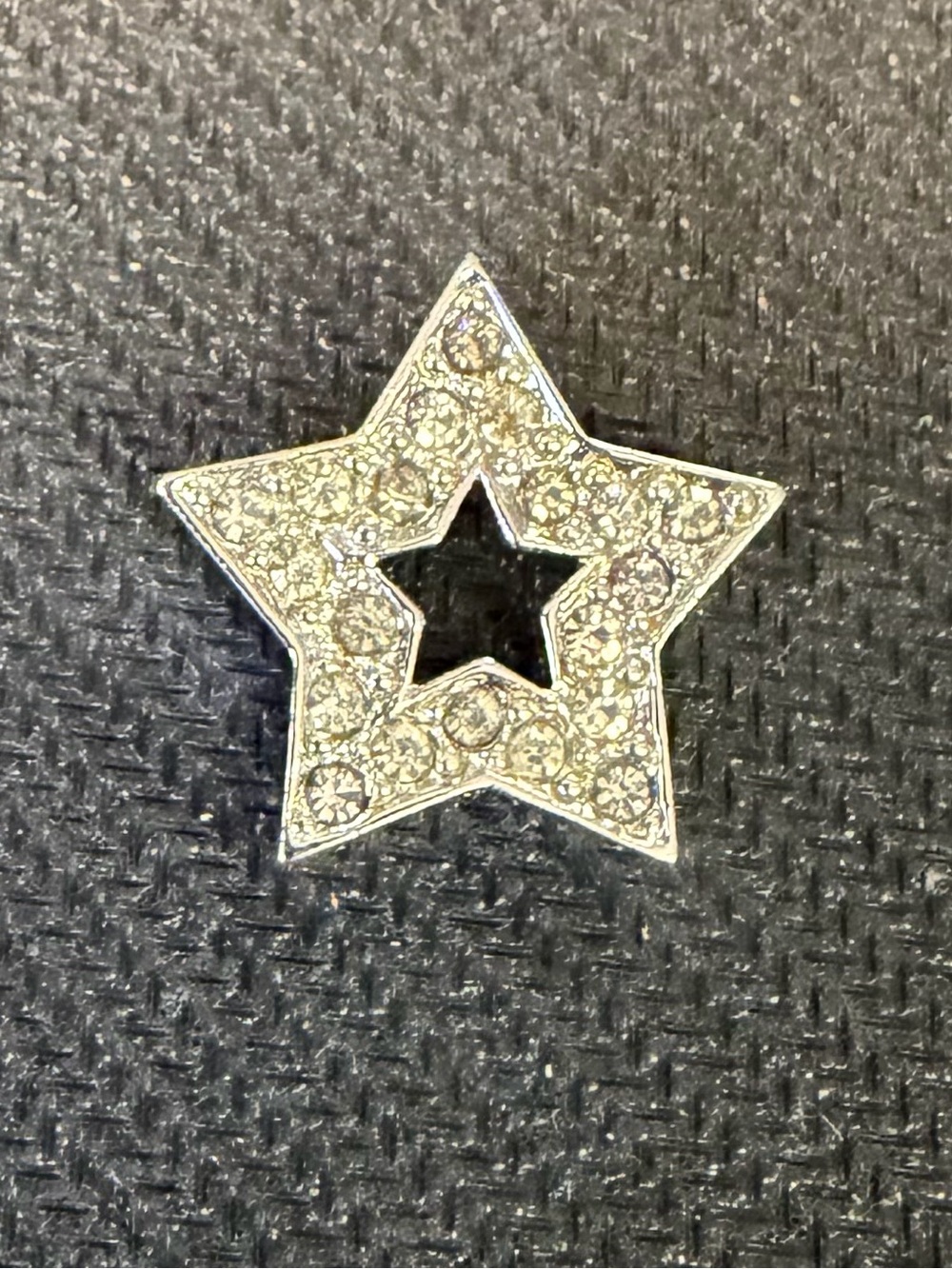 Silver Tone Clear Rhinestone Open Star Pendant Charm